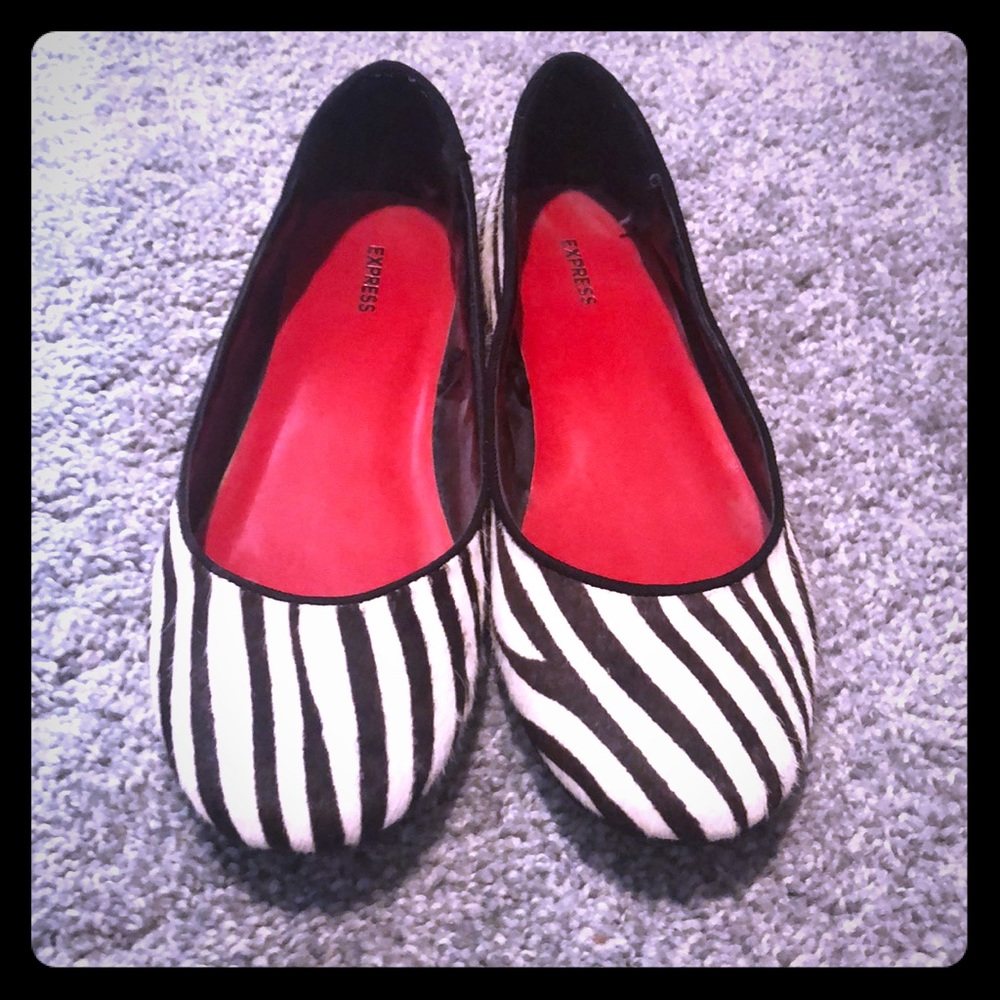 Express Zebra print flats